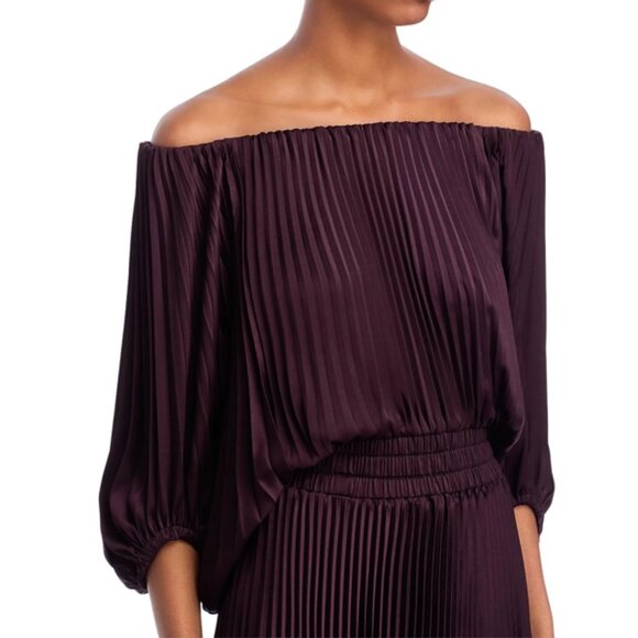 A.L.C. Sienna Pleated Off-the-Shoulder Dress - Picture 2 of 5